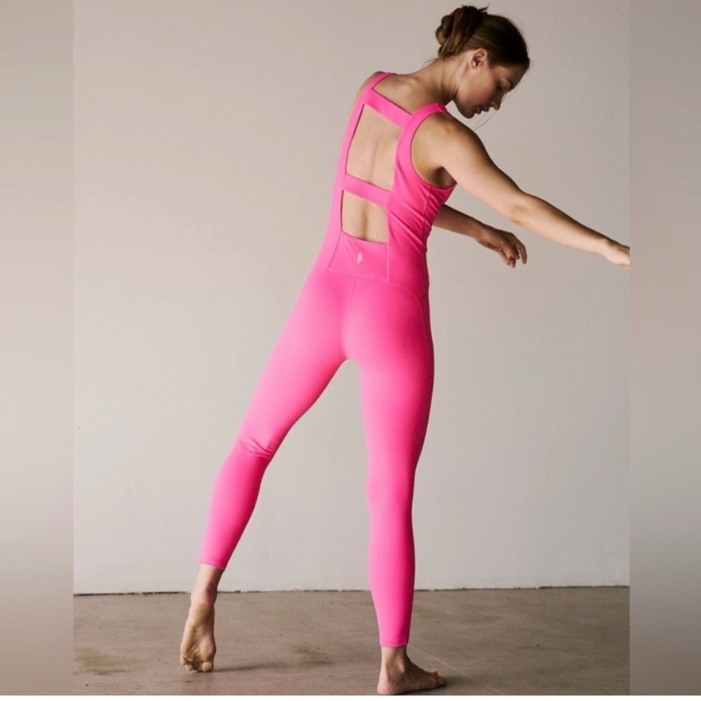 Free People Pink Sleeveless Jumpsuit with Cut-Out Back